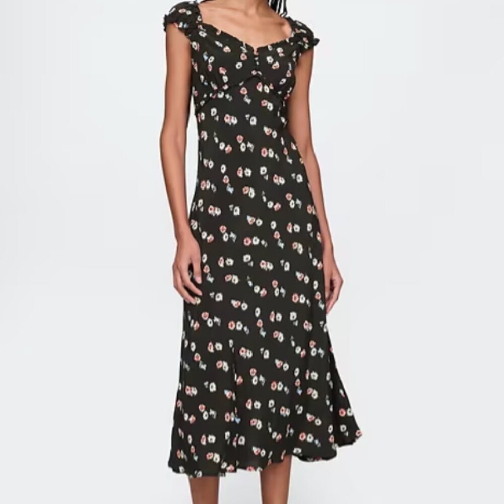 NWT GAP Crepe Sweetheart Maxi Dress in Black Floral
